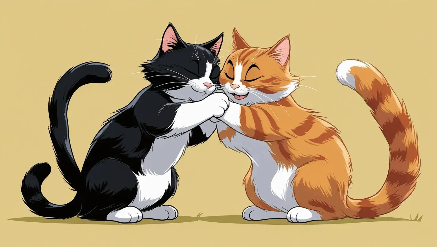 Cat body language examples including kneading, tail wrapping, slow blinking, and headbutting