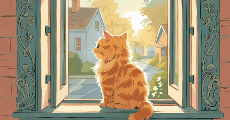 cat sitting near the window, looking out as if waiting for someone