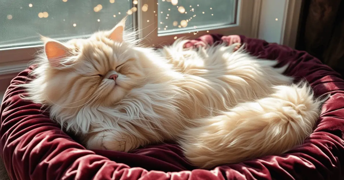 A cat sleeping peacefully in a sunlit spot indoors