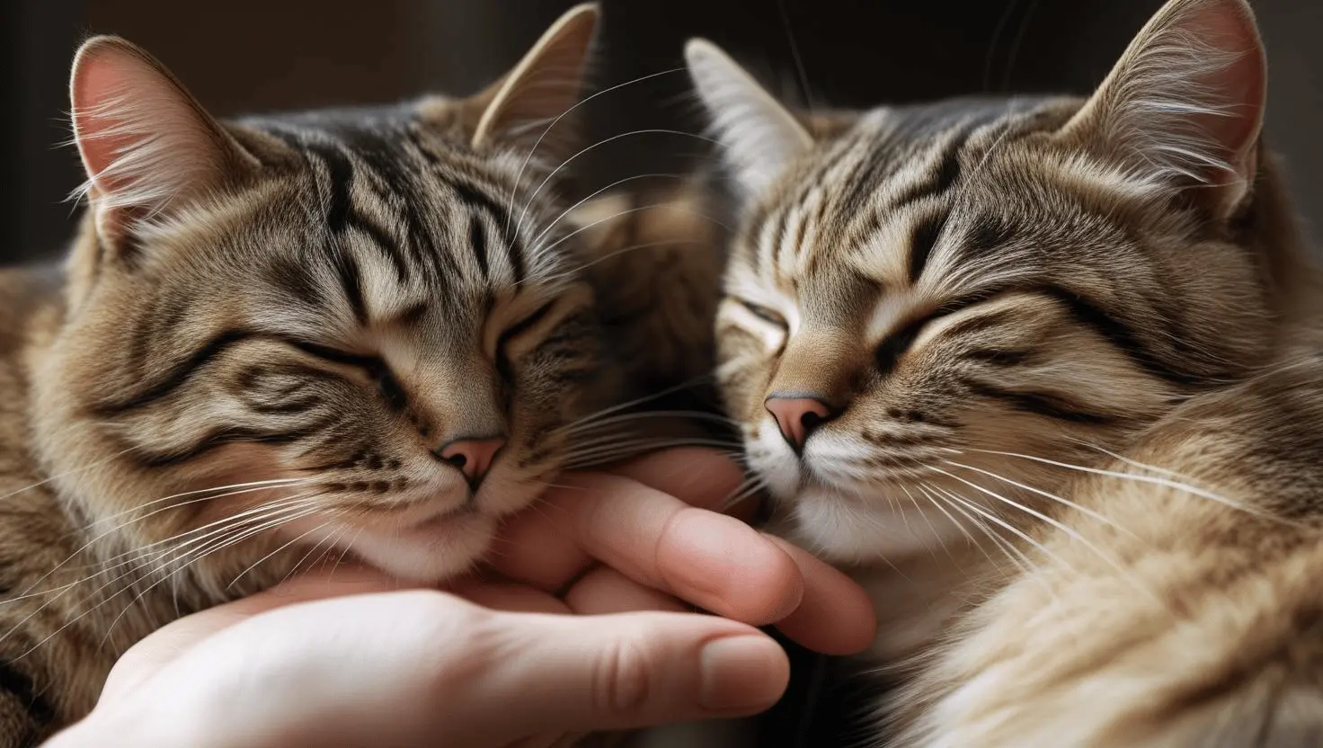 Two cats headbutting to share scent and strengthen their bond