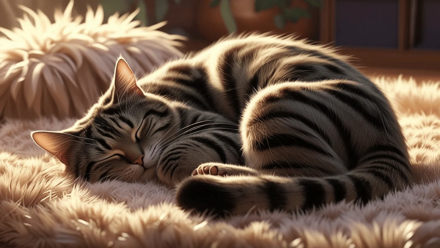 Senior cat resting peacefully on a blanket