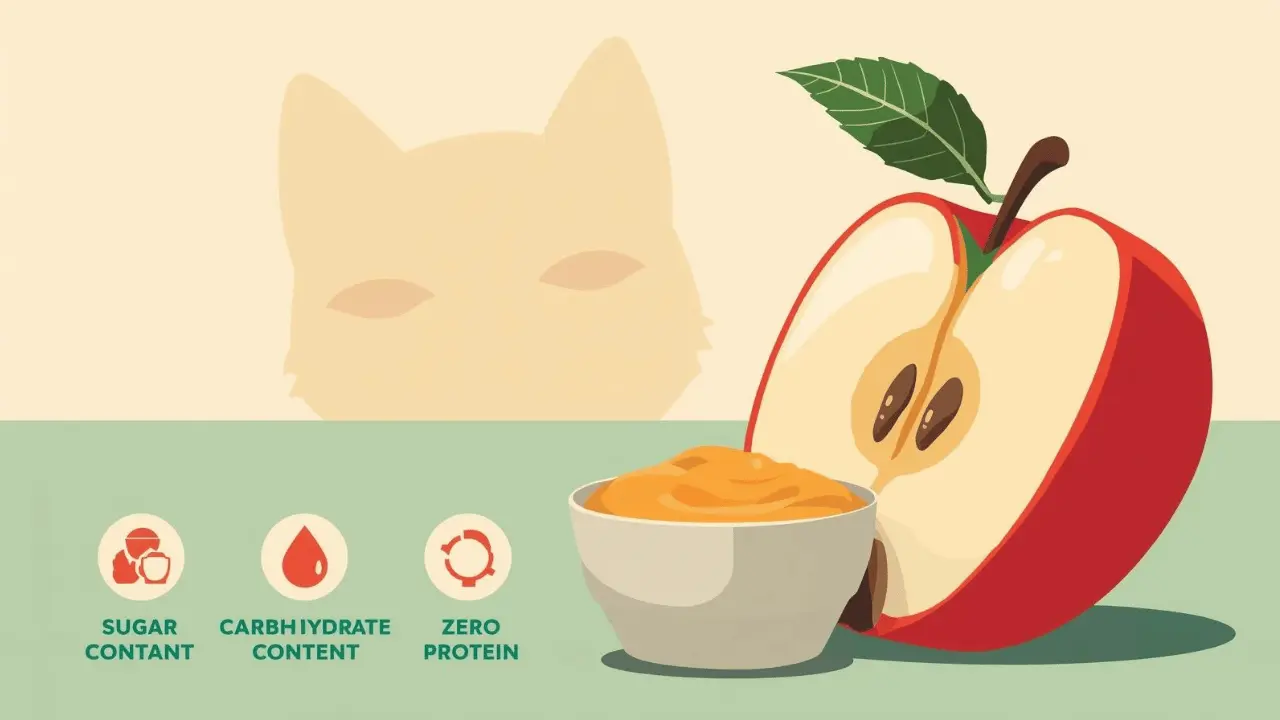 image showing nutritional facts of applesauce with apple slices and a cat silhouette.