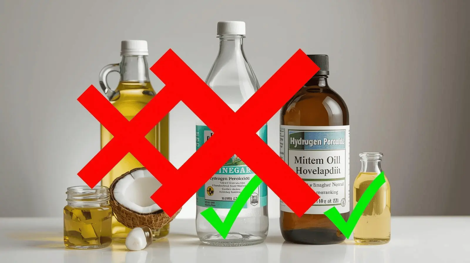 Unsafe home remedies for cat ear mites with warning icons