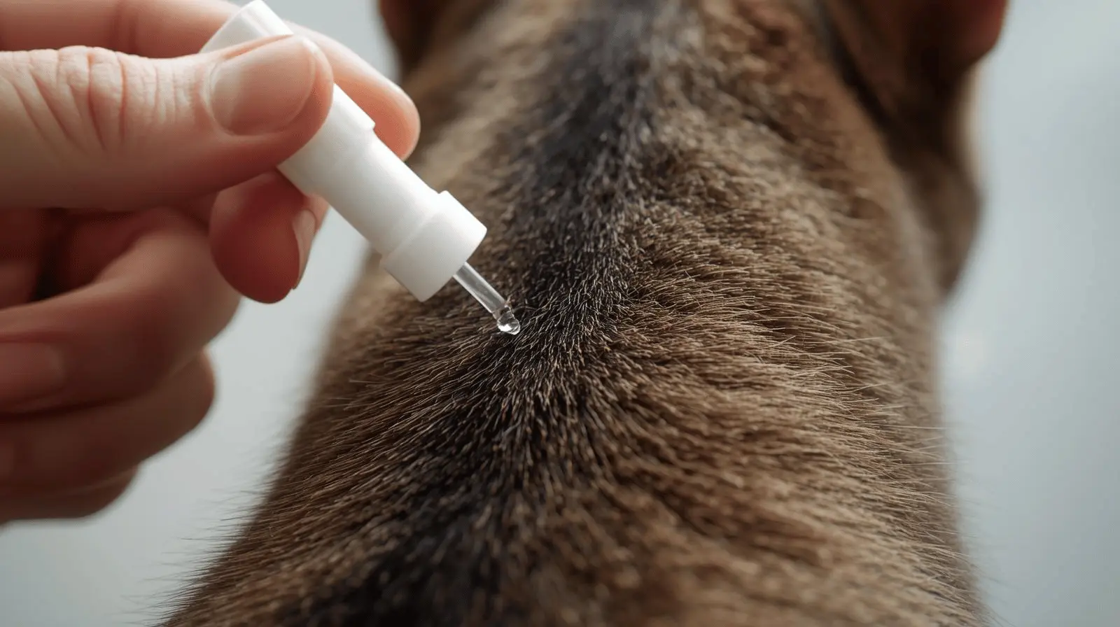 Cat receiving vet-prescribed spot-on ear mite medication