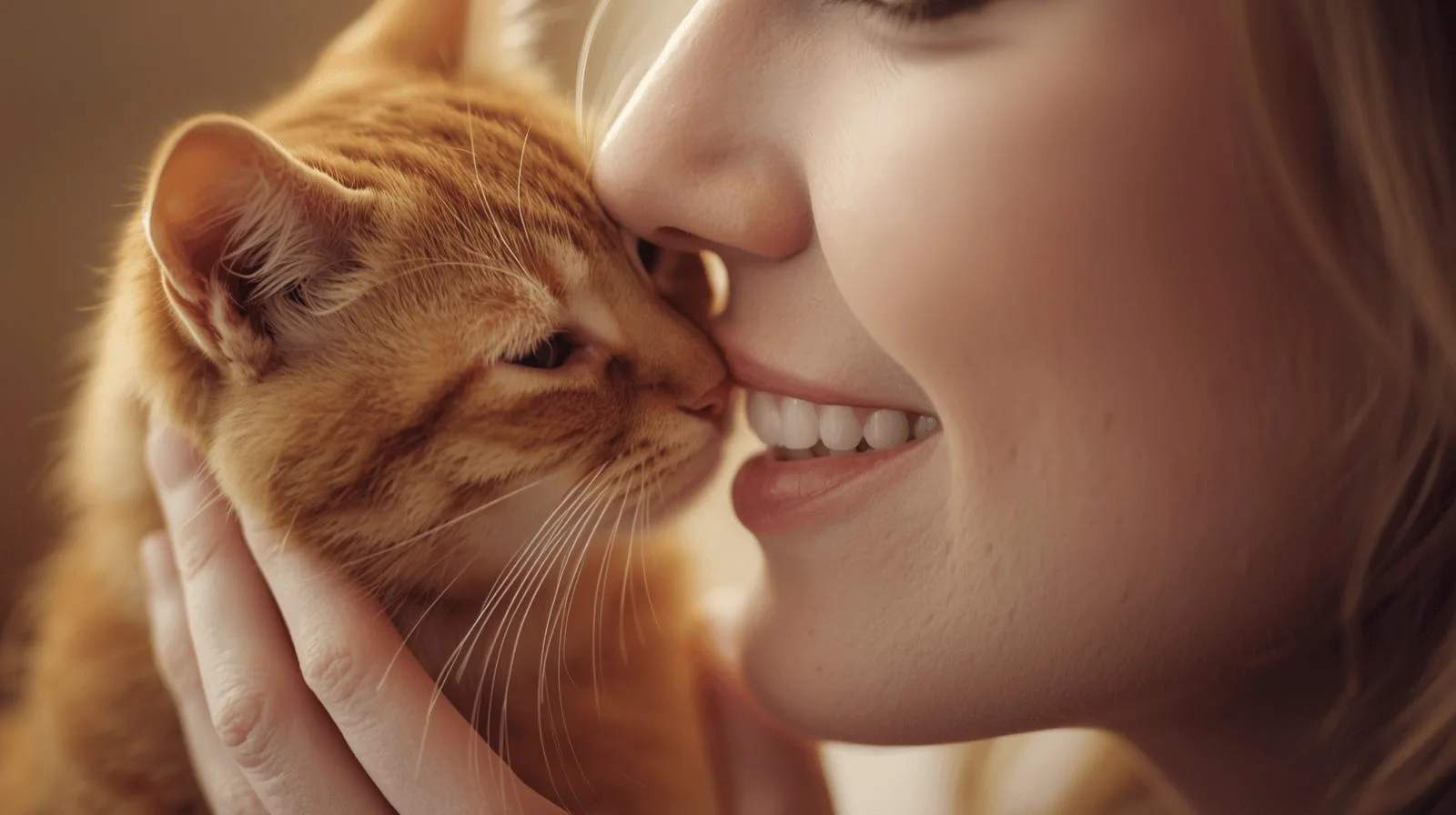 A cat gently head-butting its owner to show affection