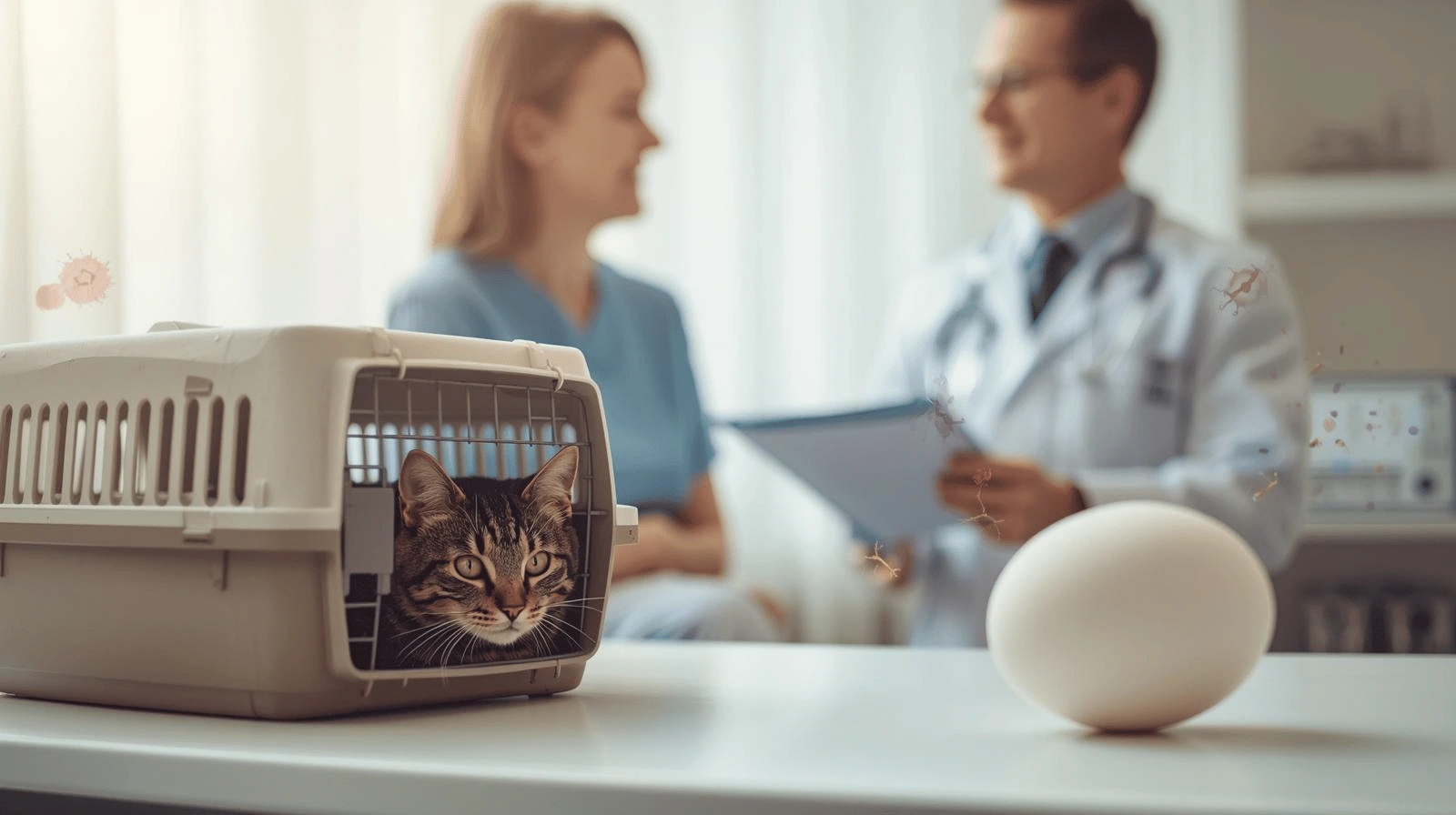 Veterinarian explaining food safety risks of raw eggs for cats