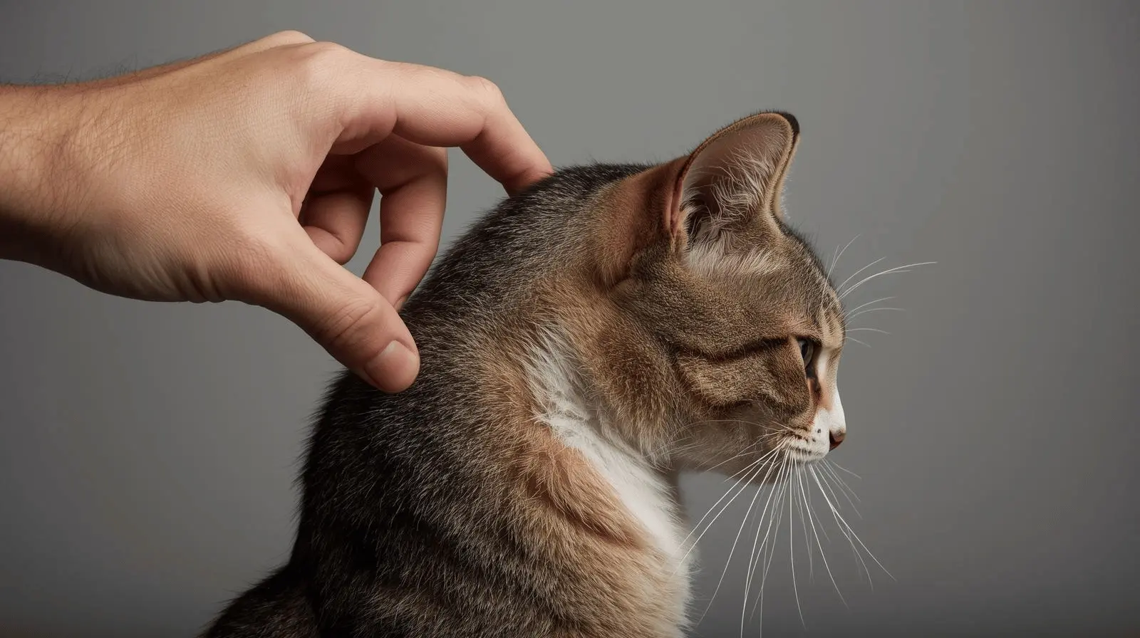 Cat pulling away as owner tries to scratch near ear