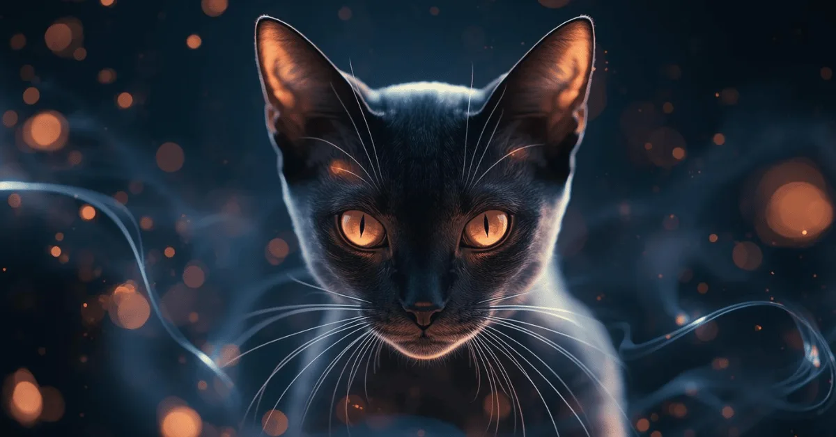 Curious cat looking into the distance with glowing eyes, symbolizing strange feline senses backed by science
